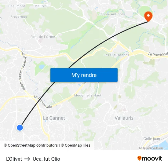 L'Olivet to Uca, Iut Qlio map
