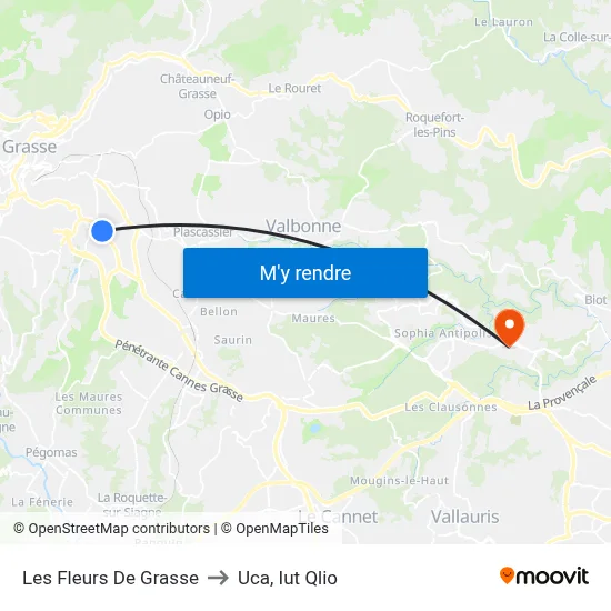 Les Fleurs De Grasse to Uca, Iut Qlio map
