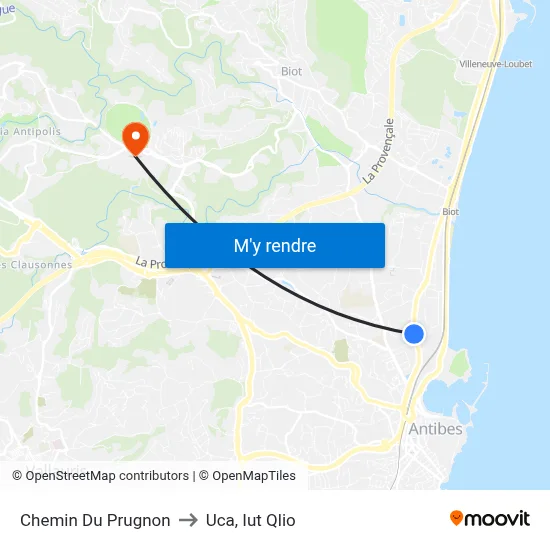 Chemin Du Prugnon to Uca, Iut Qlio map
