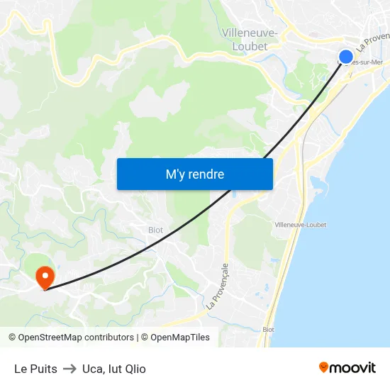 Le Puits to Uca, Iut Qlio map