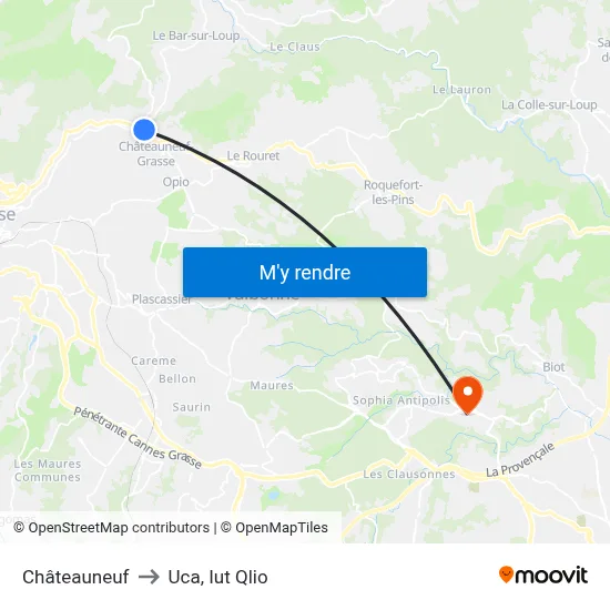 Châteauneuf to Uca, Iut Qlio map