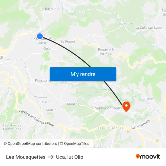 Les Mousquettes to Uca, Iut Qlio map
