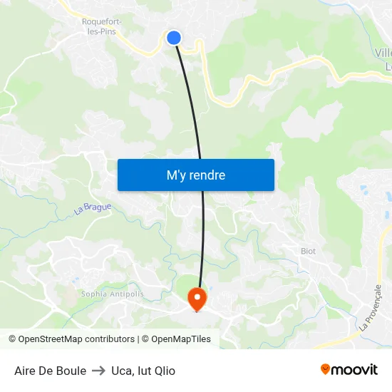 Aire De Boule to Uca, Iut Qlio map