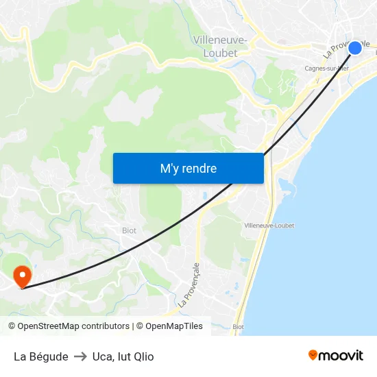 La Bégude to Uca, Iut Qlio map