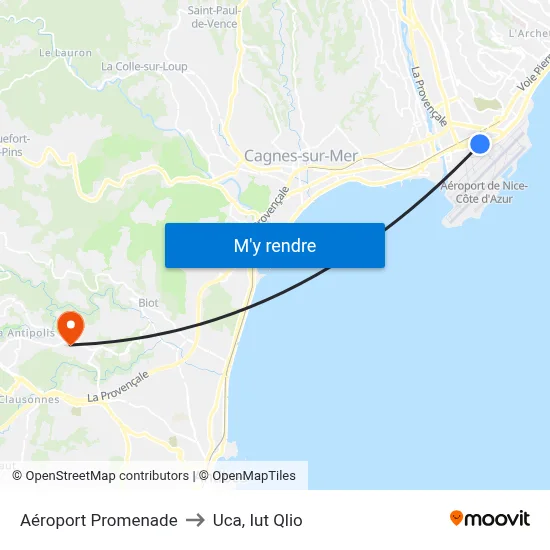 Aéroport Promenade to Uca, Iut Qlio map