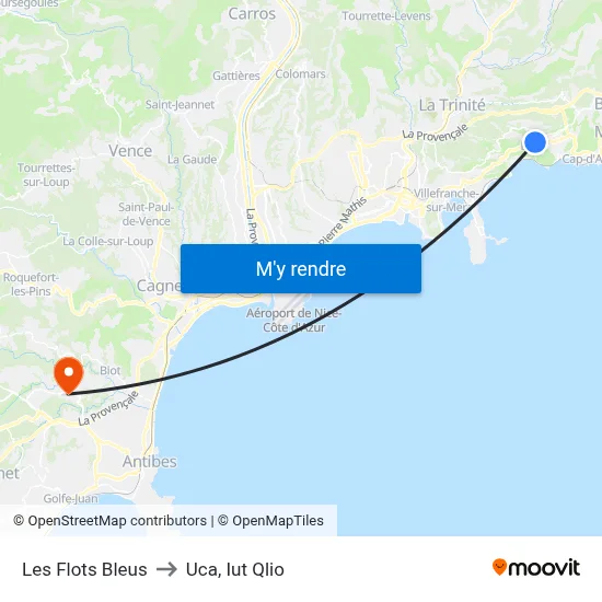 Les Flots Bleus to Uca, Iut Qlio map