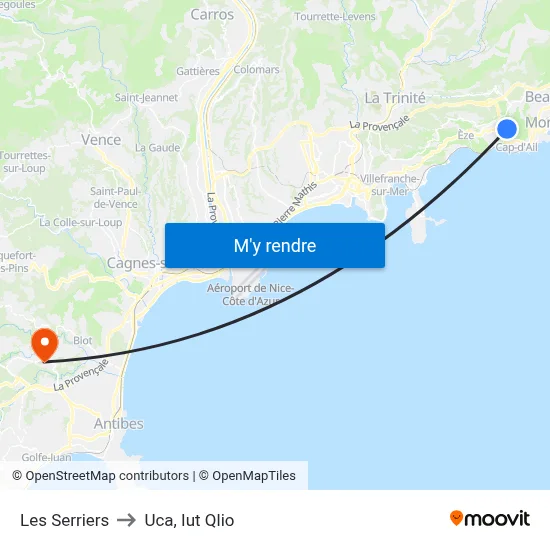 Les Serriers to Uca, Iut Qlio map
