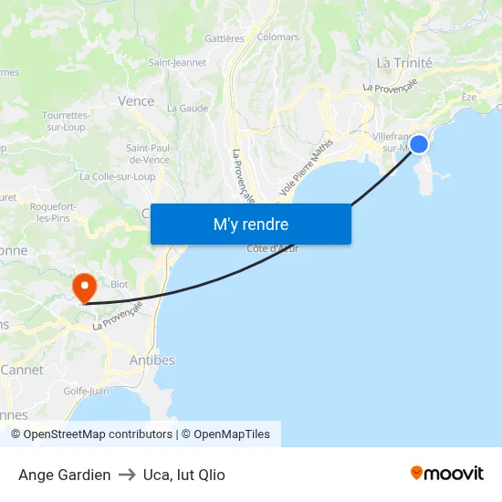 Ange Gardien to Uca, Iut Qlio map
