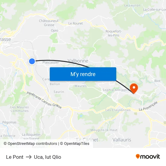 Le Pont to Uca, Iut Qlio map