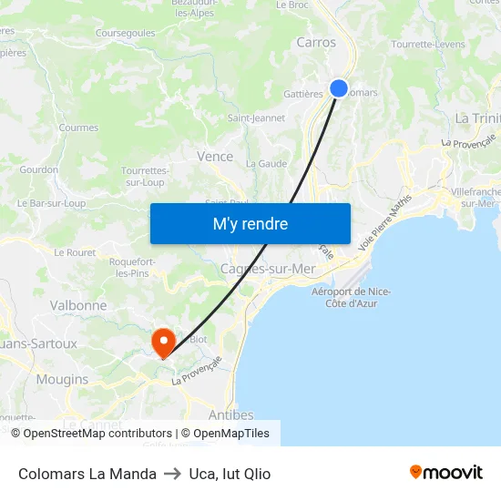 Colomars La Manda to Uca, Iut Qlio map