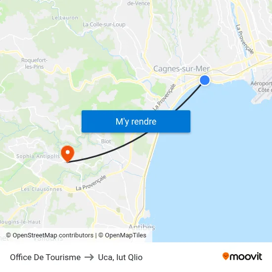 Office De Tourisme to Uca, Iut Qlio map