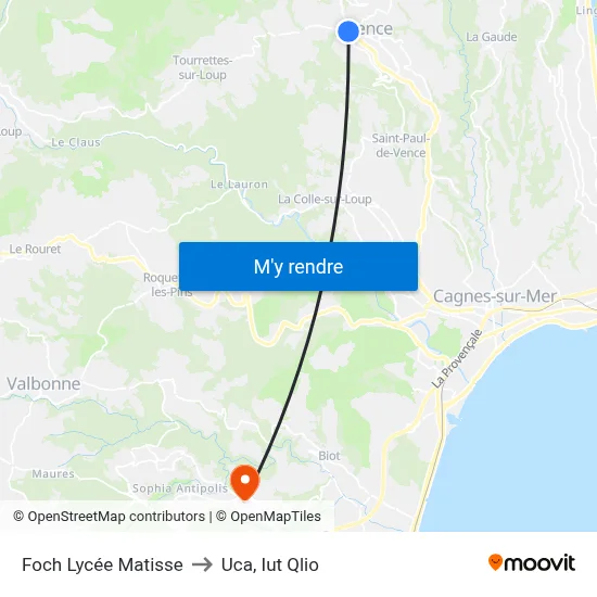 Foch Lycée Matisse to Uca, Iut Qlio map