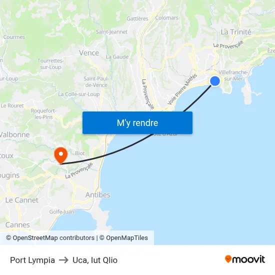 Port Lympia to Uca, Iut Qlio map