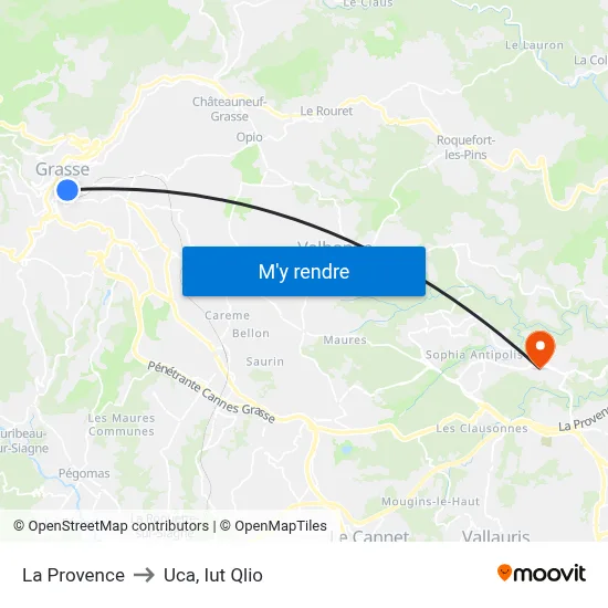 La Provence to Uca, Iut Qlio map