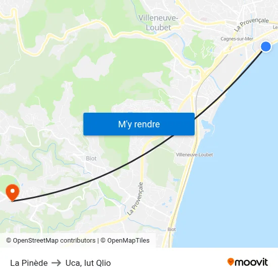 La Pinède to Uca, Iut Qlio map