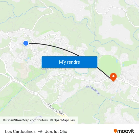 Les Cardoulines to Uca, Iut Qlio map