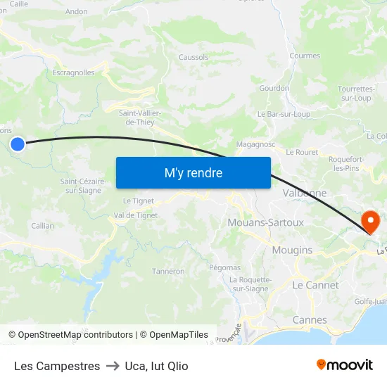 Les Campestres to Uca, Iut Qlio map