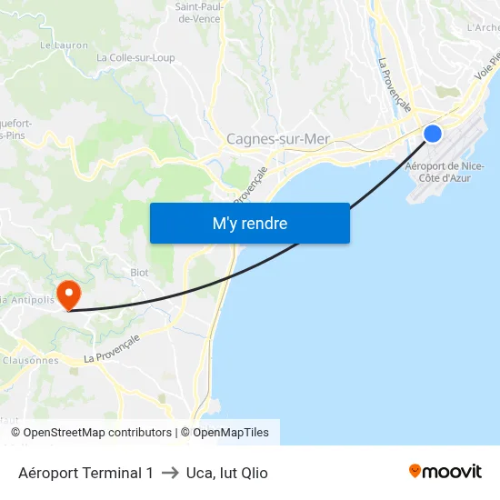 Aéroport Terminal 1 to Uca, Iut Qlio map