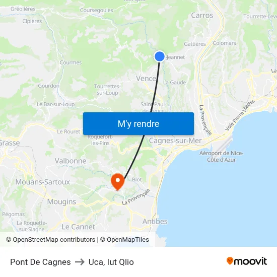 Pont De Cagnes to Uca, Iut Qlio map
