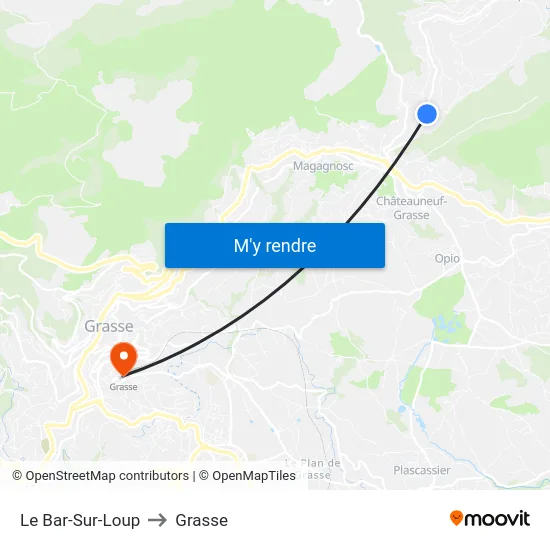 Le Bar-Sur-Loup to Grasse map