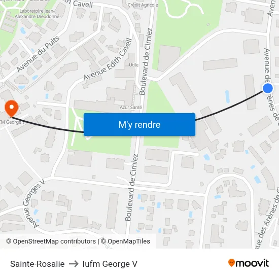 Sainte-Rosalie to Iufm George V map