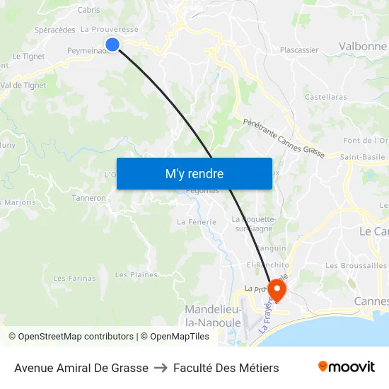 Avenue Amiral De Grasse to Faculté Des Métiers map