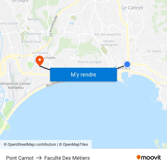 Pont Carnot to Faculté Des Métiers map