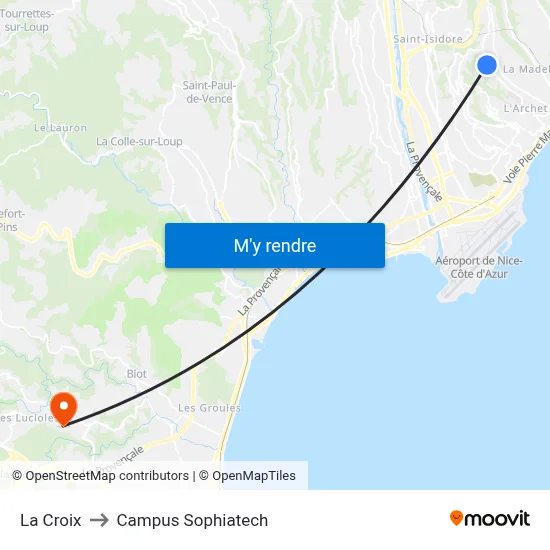 La Croix to Campus Sophiatech map