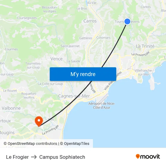 Le Frogier to Campus Sophiatech map