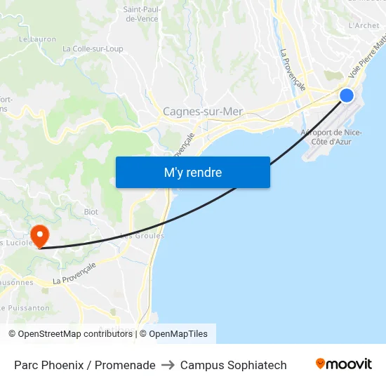 Parc Phoenix / Promenade to Campus Sophiatech map