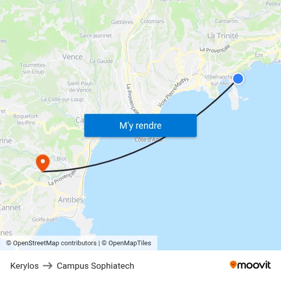 Kerylos to Campus Sophiatech map