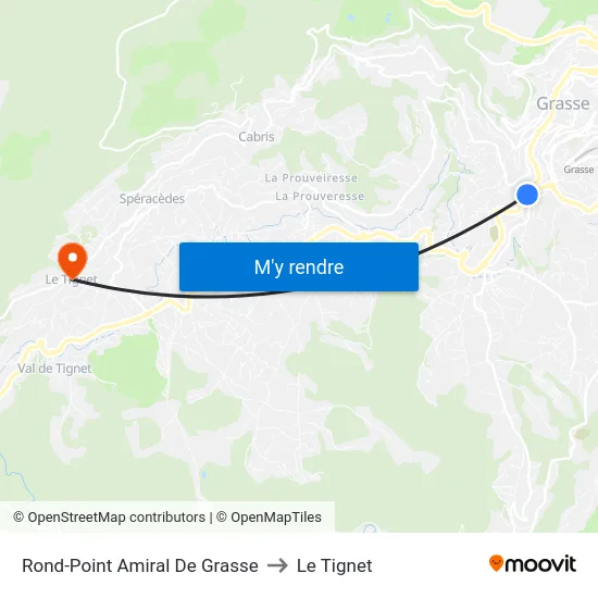 Rond-Point Amiral De Grasse to Le Tignet map