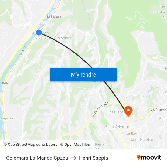 Colomars-La Manda Cpzou to Henri Sappia map
