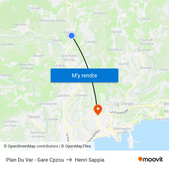 Plan Du Var - Gare Cpzou to Henri Sappia map