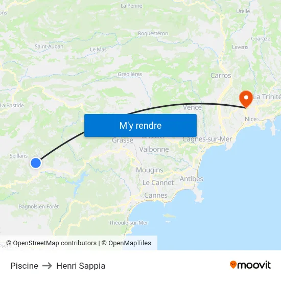 Piscine to Henri Sappia map