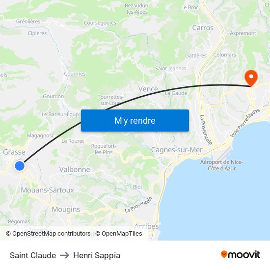 Saint Claude to Henri Sappia map