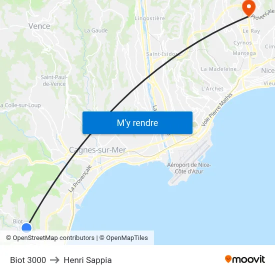 Biot 3000 to Henri Sappia map