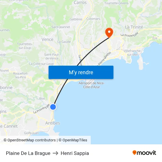 Plaine De La Brague to Henri Sappia map