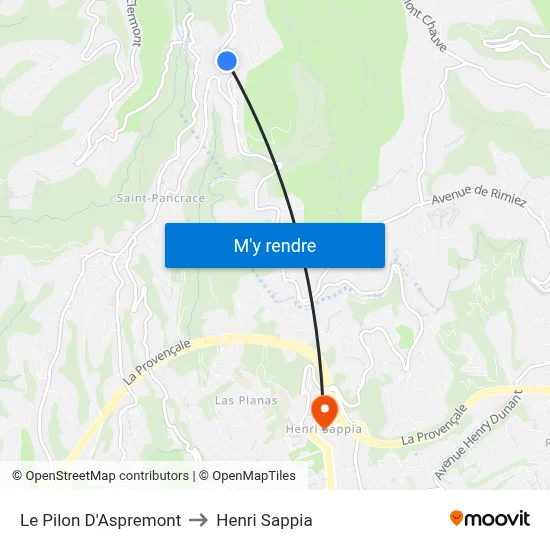 Le Pilon D'Aspremont to Henri Sappia map