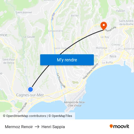 Mermoz Renoir to Henri Sappia map