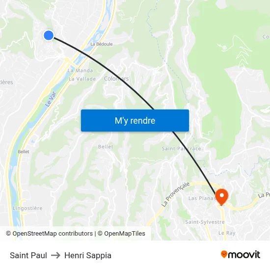 Saint Paul to Henri Sappia map