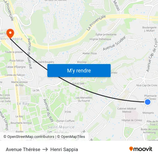 Avenue Thérèse to Henri Sappia map