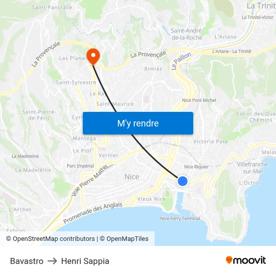 Bavastro to Henri Sappia map