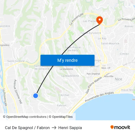 Cal De Spagnol / Fabron to Henri Sappia map
