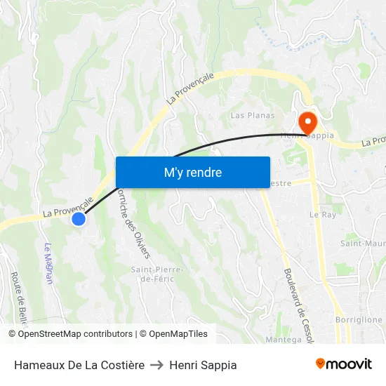 Hameaux De La Costière to Henri Sappia map