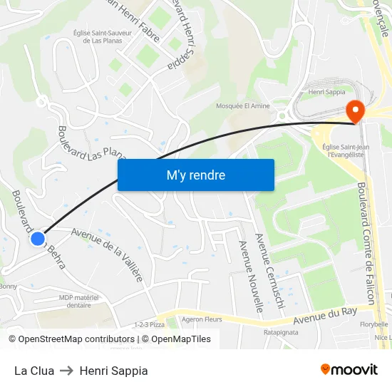 La Clua to Henri Sappia map