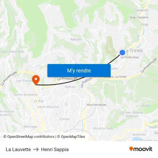 La Lauvette to Henri Sappia map