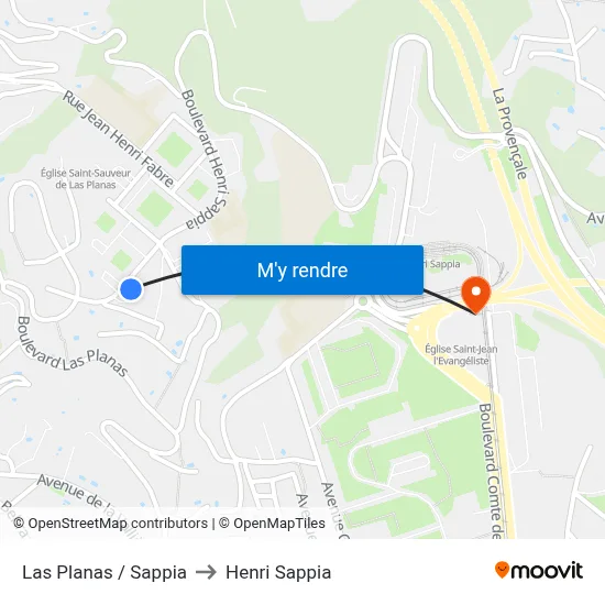 Las Planas / Sappia to Henri Sappia map