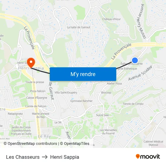 Les Chasseurs to Henri Sappia map