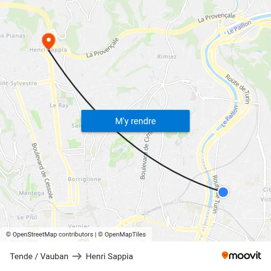 Tende / Vauban to Henri Sappia map